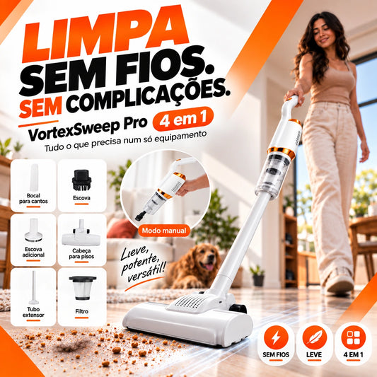 Aspirador Sem Fios VortexSweep Pro 4 em 1
