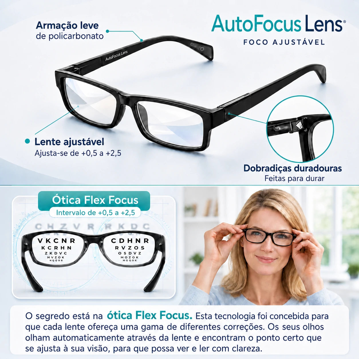 Lentes Multifocais Inteligentes AutoFocus Lens | COMPRA 1 E LEVA 2 + Limpa óculos grátis