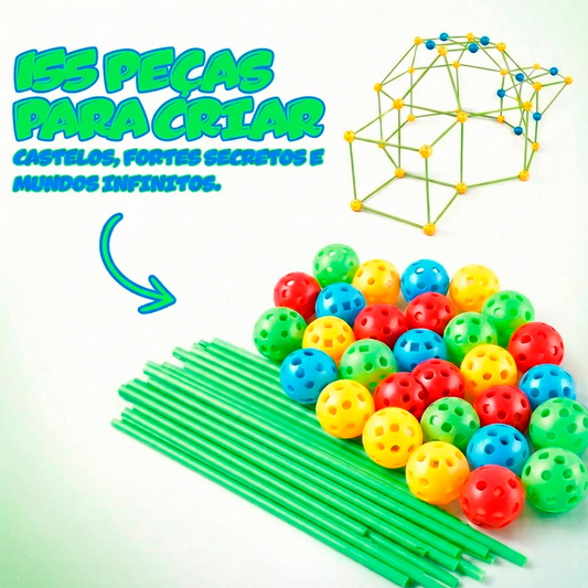 Brinquedo de Construção KidFort 155 Peças Kit Forte Infantil em ABS Resistente