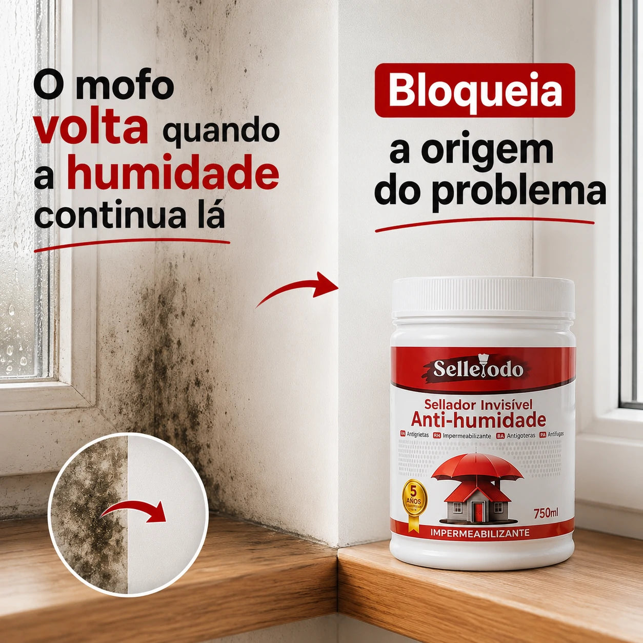 SelleTodo 750g, Proteção Impermeável Duradoura Contra Humidade, Goteiras e Infiltrações