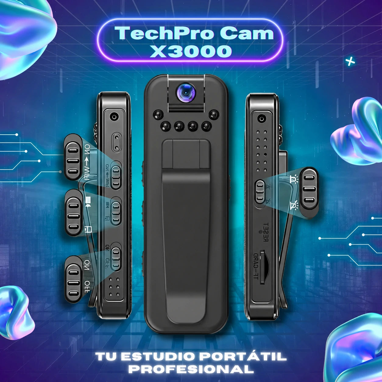 Câmara 180° com Redução de Ruído HD 1080P – TechPro Cam